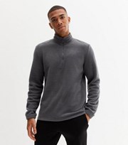 New Look Dark Grey Fleece Zip Funnel Neck Sweatshirt